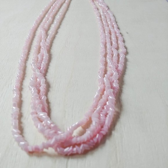 70s Vintage Pink Beads Layered Necklace - Picture 3 of 3